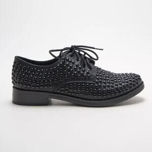 Derbies Ash Black Lace Up Studded Oxfords Leather Shoes Dark Academia 7us